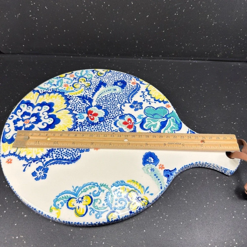 Anthropologie Jardin Fleuri Stoneware Cheese Board Floral Paisley ServingPlatter